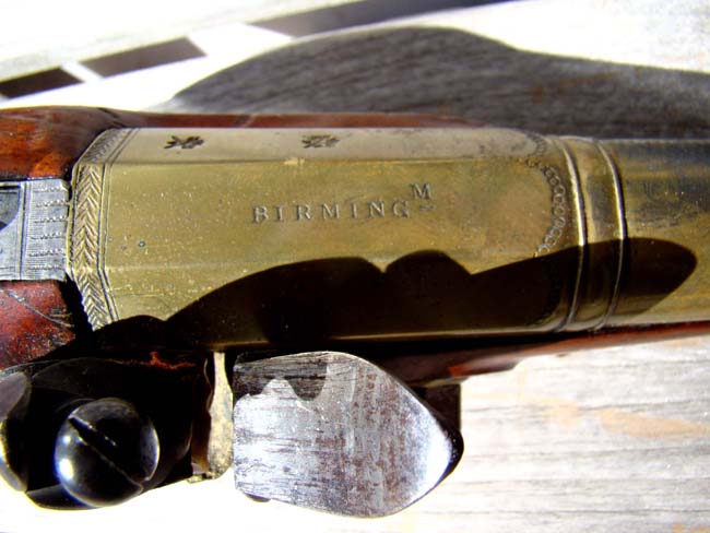 A beautiful 18th century Naval officers' flintlock brass barreled blunderbuss pistol with snap bayonet by James Daniel of Birmingham circa 1780-1790. — image 7